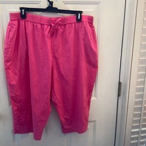 Vibrant Pink Capri Pants W/ Pretty Eyelet Decor at Leg Hem  22w-Carolina Colours
